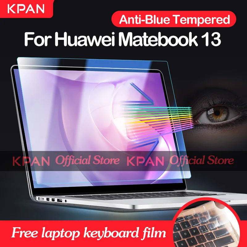 KPAN Anti-blue Tempered Glass Film for HUAWEI MateBook 13 2019 2020 Screen Protector with Keyboard Film 9H Anti-Scratch