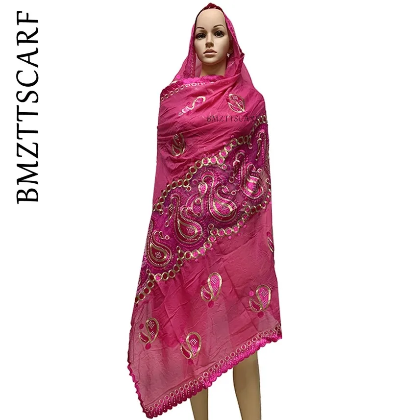 Африканский летний шарф Мусульманский вышитый платок хлопок сплайсинга шарф из тюли для шали BM586