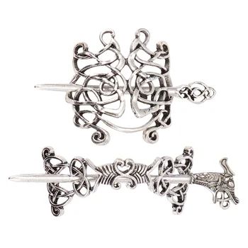 

2pcs Women Ethnic Hairpin Vintage Alloy Hair Clip Antique Hairpin Decorative Hair Ornaments (Silver)