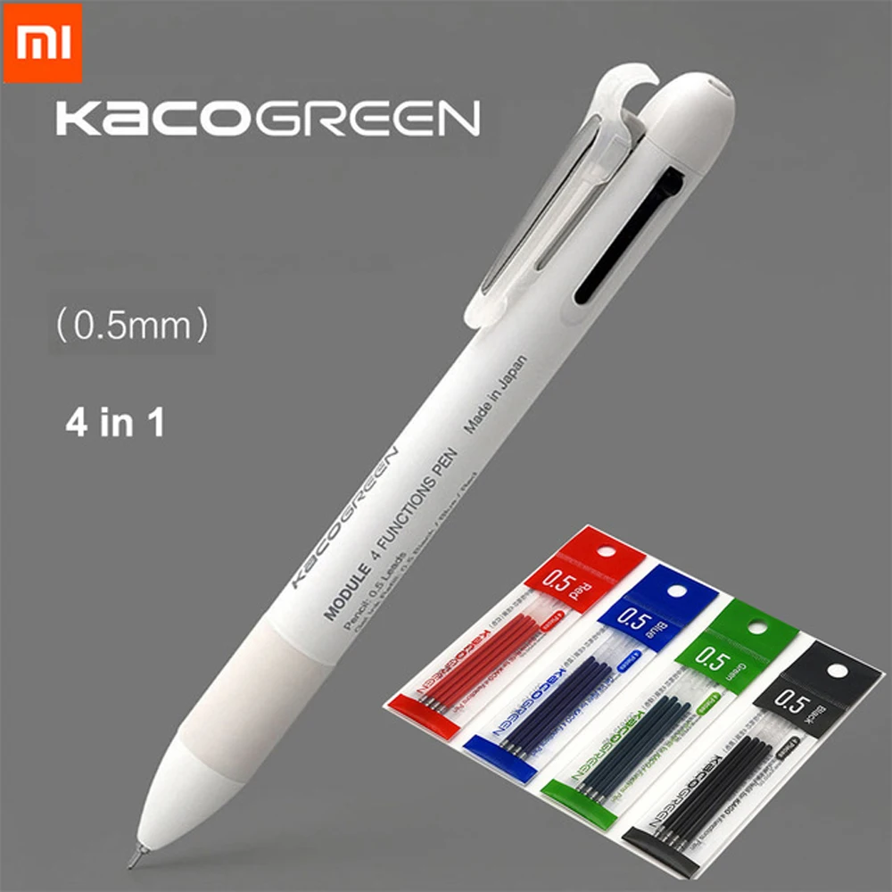 

Xiaomi KACOGREEN 4 In 1 Multifunction Signing Pens 0.5mm Black Blue Red Japan Ink Sign Pens Office School Ballpoint pen