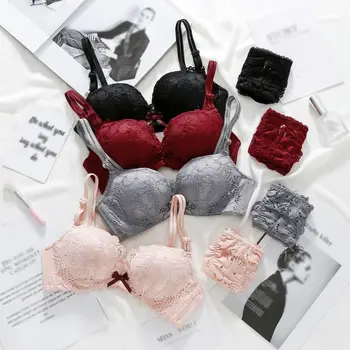 

4 Colors Women Sexy Bra and Panty Sets Fashion Wireless Bra Set Push Up Bra Lingerie Sets Soft Underwear