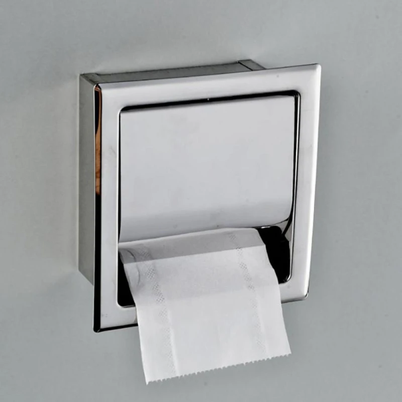 

Stainless Steel Bathroom In-Line Tissue Holder Toilet Built-In Tissue Box Reel Hotel Kitchen Bathroom Roll Tray 2020