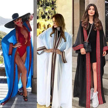 

Sexy Women Floral Print Patchwork Summer Beach Bikini Cover Ups 2020 Long Maxi Dress Swimsuit Swimwear Chiffon Smock Cover Ups