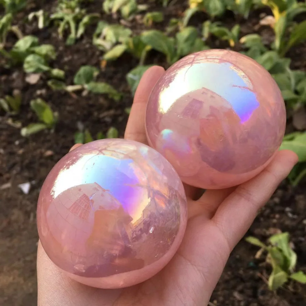 Titanium aura rose quartz crystals ball (7)