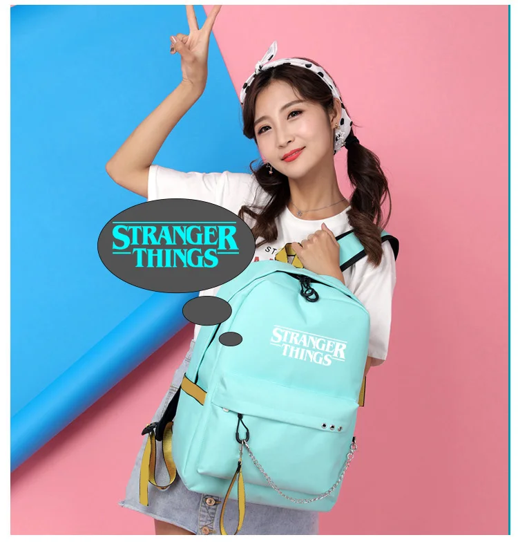 

Cartables Luminous Stranger Things Backpack for School Students Large Capacity Girls Travel Bags Usb Charging Shoulder Backpacks