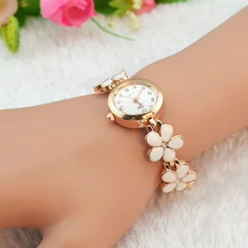 

Fashion Women Girl Lady Watches Clock часы женские Daisies Flower Rose Gold Bracelet Wrist Watch Women Girl Gift reloj inteligen