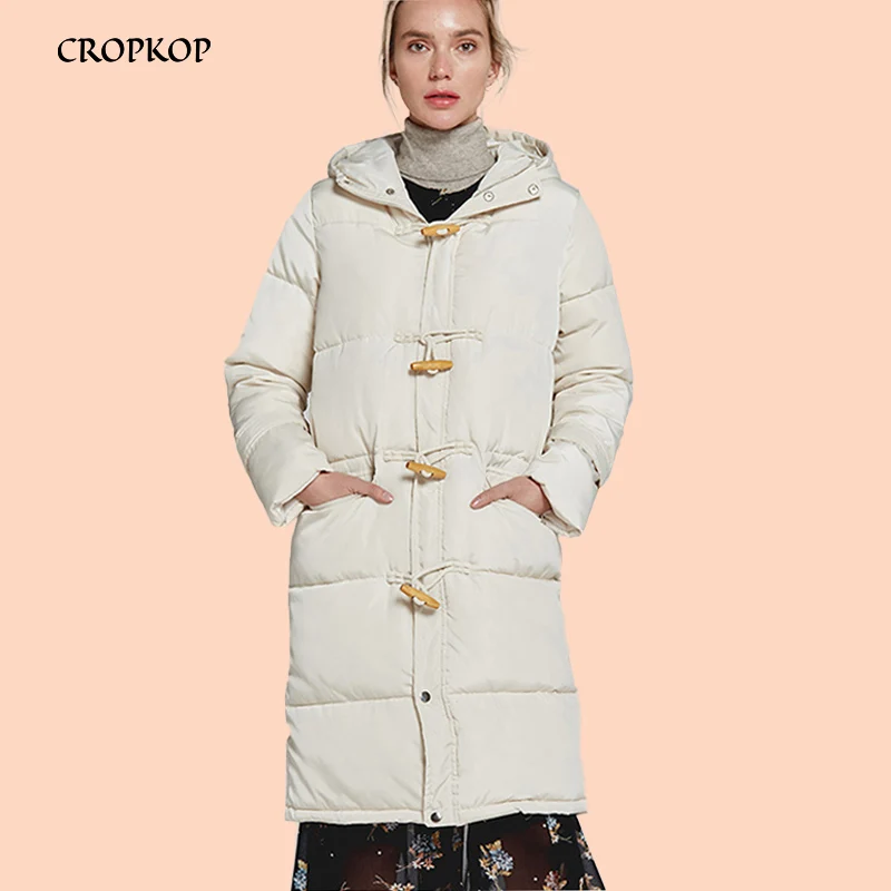 

CROPKOP Parka Winter Hooded Jackets Women Long Outerwear Fashion Thick Coats Female Casual Ladies Warm Clothing Snow Wear 2019