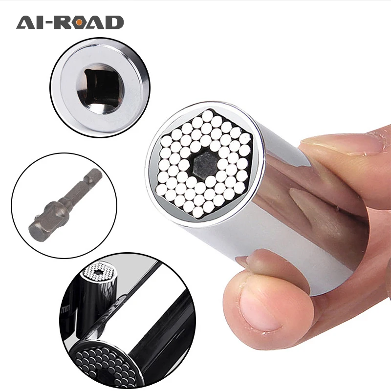 1PC 7-19mm Magic Spanner Grip Grip Multi Function Universal Ratchet Socket Power Drill Adapter Car