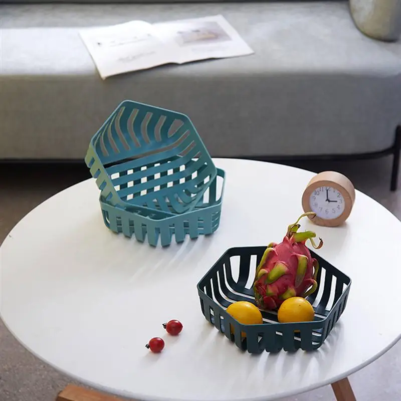 

2Pcs Plastic Fruit Basket Durable Storage Basket Table Snack Tray