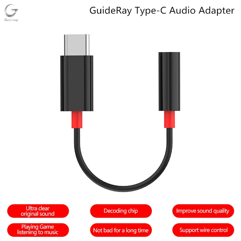 Guideray CL06T Type c to 3 5mm digital audio extension adapter cable Music sport calling earphone cable KZ ZSX ZST ZSN BL03 BL05