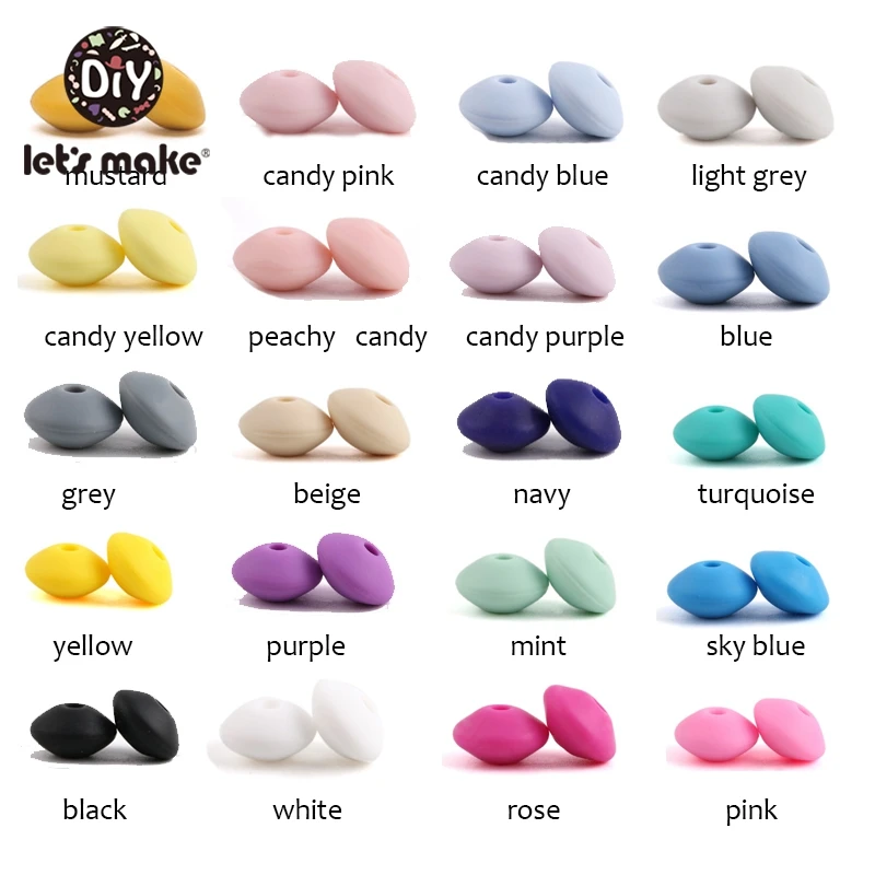 

50pc silicone beads Abacus bead shape Food Grade Sensory baby Teether Toy diy jewelry chewable baby shower gift