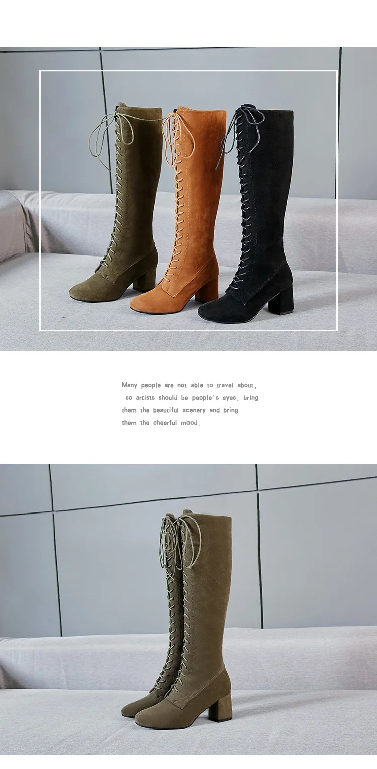 GRITION/женские сапоги до колена из натуральной кожи; женская обувь на высоком толстом каблуке; элегантные модные роскошные зимние теплые удобные высокие сапоги