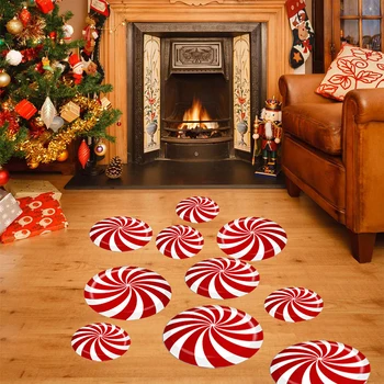 

12 Pcs Floor Decals Stickers 3 Sizes Self-Adhesive Design Christmas Candy Floor Window Clings Stickers Home Party Decorations