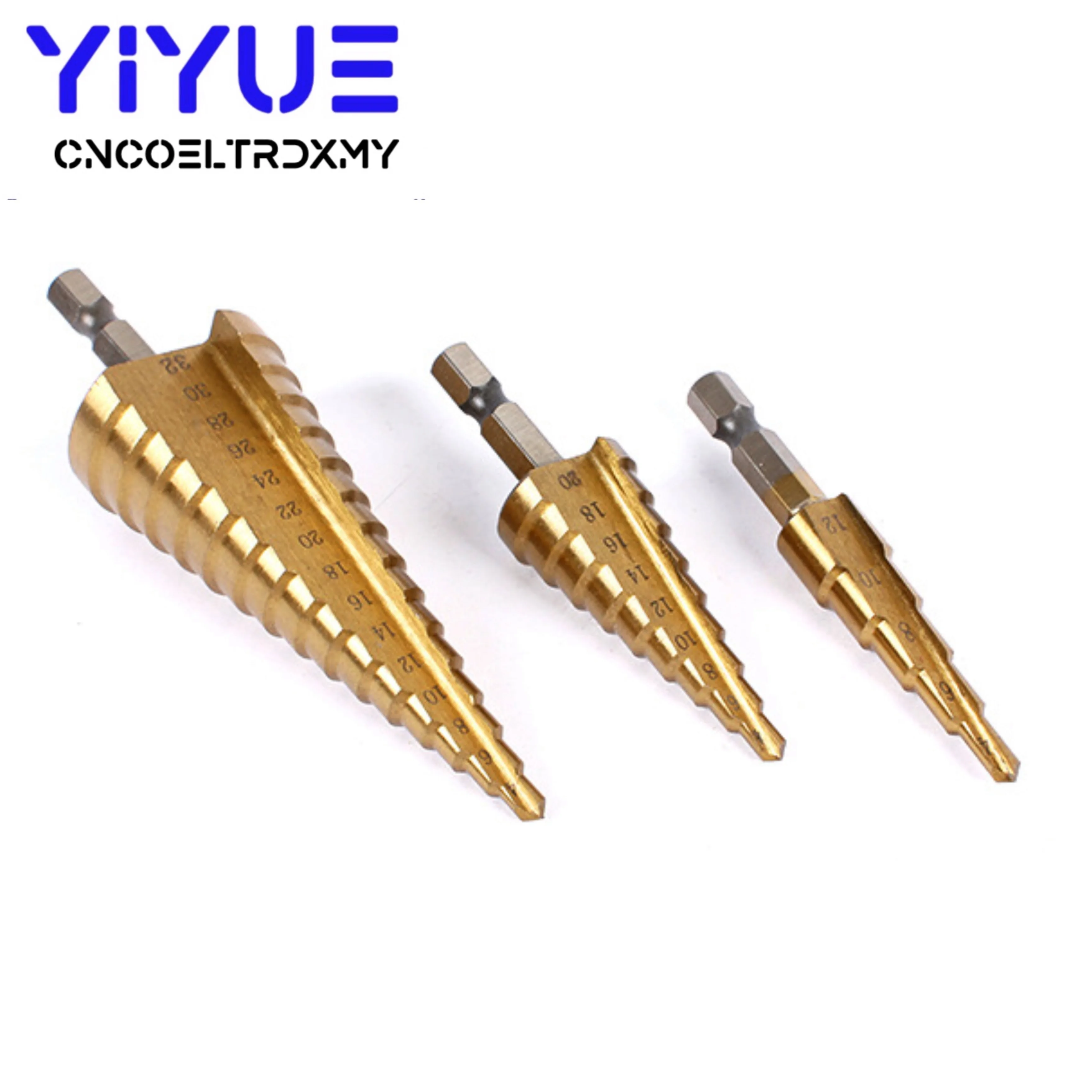 

Hss Titanium Step Drill Bit 4-12 4-20 4-32 mm Step Cone Cutting Tools High Speed Steel Woodworking Metal Drilling Set