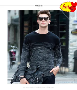 

Wool 100% Merino Sweater Men Winter Christmas Thick Warm Cashmere Sweaters Fashion Gradient Print O-Neck Pullover Homme
