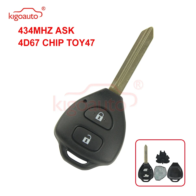 Kigoauto дистанционный ключ с 2 кнопками 434 МГц toy47 для Toyota Auris Corolla Verso Yaris 2010 2011|Ключ от
