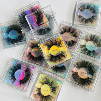 

1Pair Fluffy eyelashes 25mm mink eyelashes 27mm lengthened thick net red thick eyelashes lashes case packaging wholesale