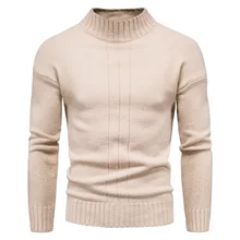 

New Autumn Casual Pullover Long-Sleeved Sweater Men High Collar Bottoming Shirt Thick Warm Men's Clothing O-Neck Knitwear Black