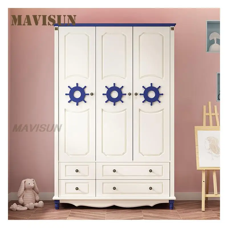 Classic Child Bedroom Furniture Baby Solid Wood Closets High Quality Storage Cabinets For Kids Simplicity Children's Wardrobe