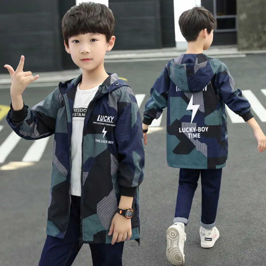 Детская куртка камуфляжная куртка с капюшоном для мальчиков, повседневные ветровки для мальчиков, осенняя одежда для мальчиков уличная одежда для детей 6, 8, 10, 12, 14 лет