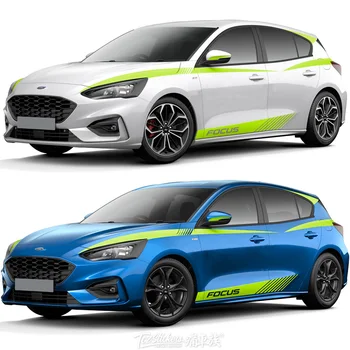 

2pcs Car Body Racing Sides Door Waist line Long Strip Stickers Decoration Auto Vinyl Decal For Ford Focus 2019