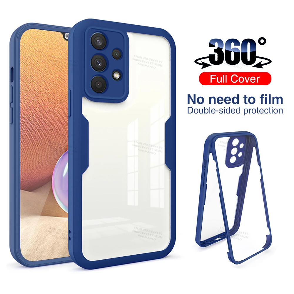 360 Toàn Thân 2 Mặt Bảo Vệ Màn Hình Trong Cho Samsung Galaxy A32 A22 A52 A72 A82 5G A12 A02 a21s Chống Sốc Ốp Điện Thoại kawaii samsung cases