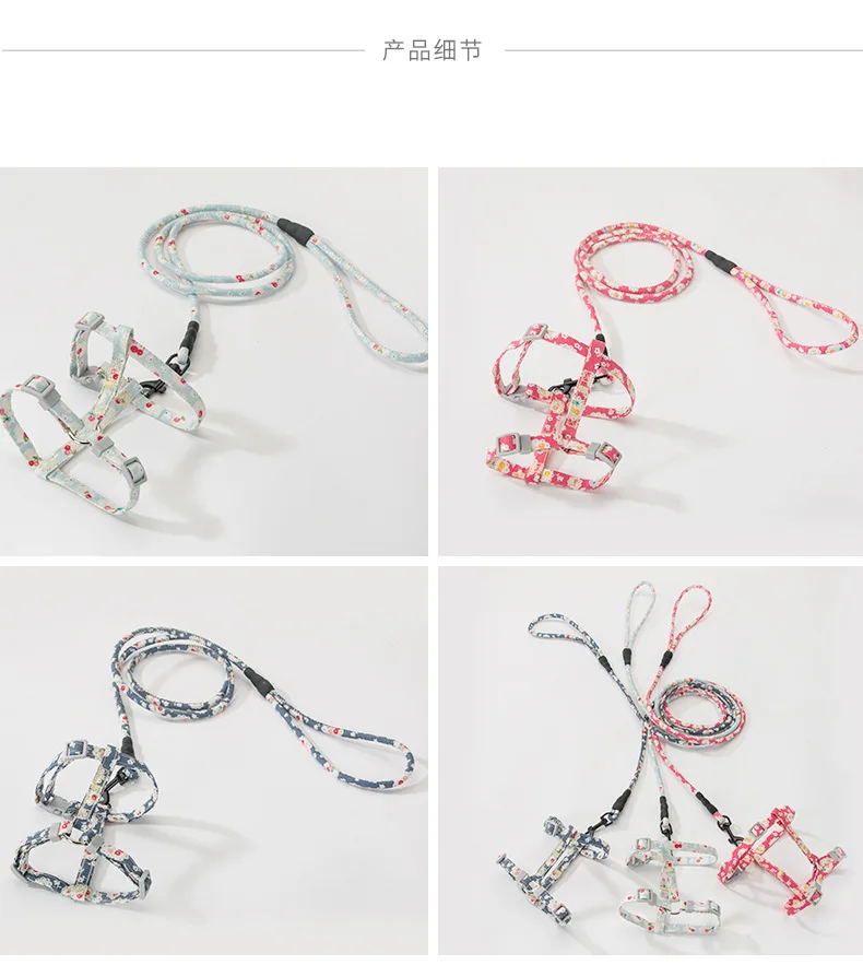 Comfortable Floral Cat Harness Bow Pet Leashes Chest Adjustable Harness Flower Cats Leashes Walk Chest Strap For Cat Collars Comfortable Floral Cat Harness Bow Pet Leashes Chest Adjustable Harness Flower Cats Leashes Walk Chest Strap For Cat Collars