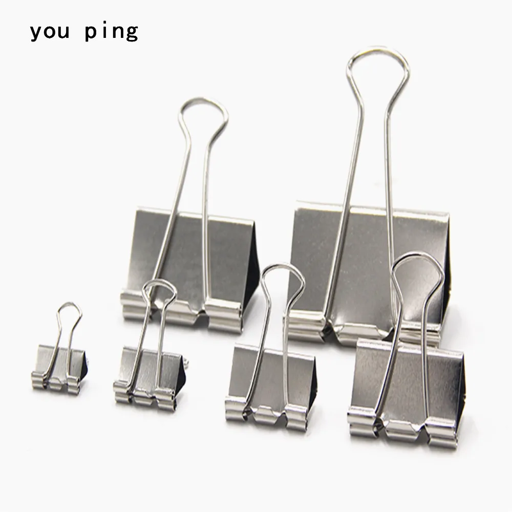De platino Metal 15mm 19mm 25mm 32mm 41mm 51mm pinza de papel Binder Clips marcador Clips Memo Clip escuela suministros de oficina