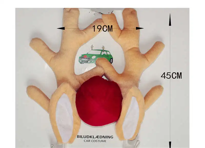3 шт. Рождественский Декор для автомобиля с изображением оленя, костюм рудолфа, Рождественские оленьи рога, красные украшения на нос, оленьи рога