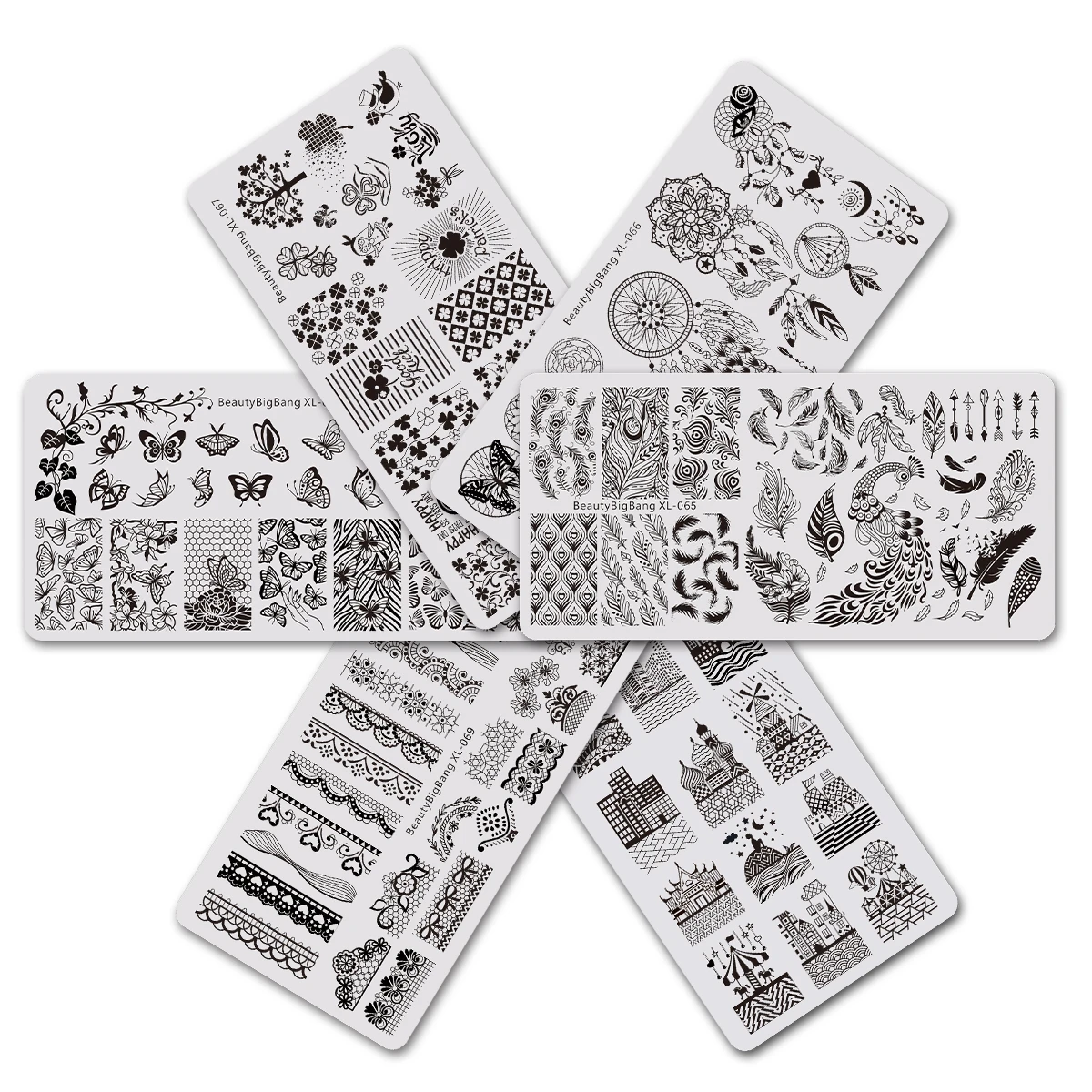 Штампованные пластины для ногтей китайские элементы природа мир узор дизайн