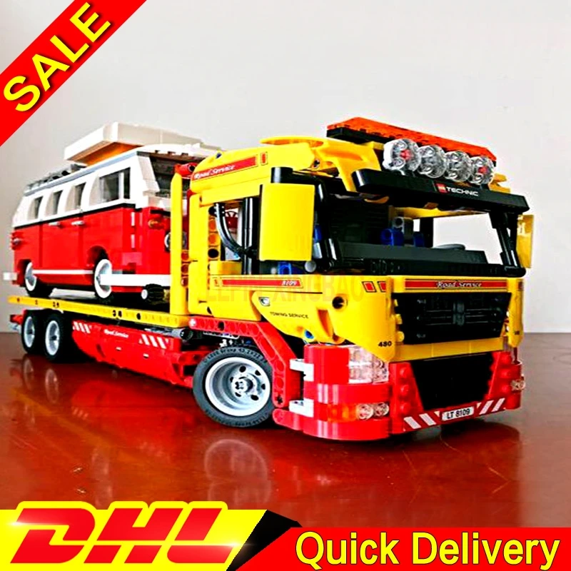 LP 20021 technic наборы бортовой прицеп 21001 Volkswagen T1 Camper модель автомобиля-фургона