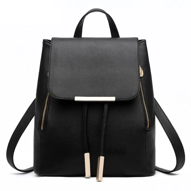 

2019 Female Student Laptop Backpack Men PU Leather Backpacks For Teenager Men Casual Daypacks Male Solid Color School Bag