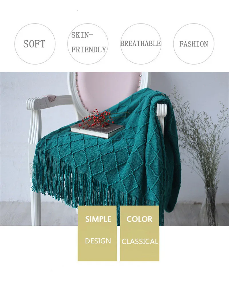 Nordic Knitted Blanket Throw Thread Blanket for Sofa Office Travel Nap Blankets Warm Soft Towel Bed Tapestry for Children Adults