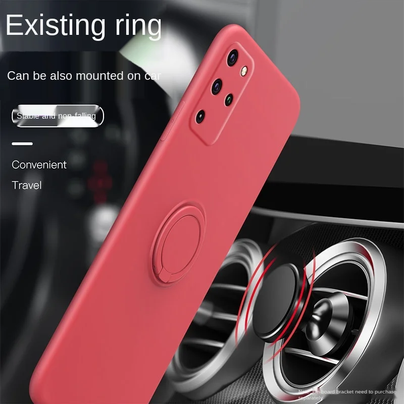 Liquid Silicone Ring Holder Shockproof Phone Case with Strap and Magnet Feature