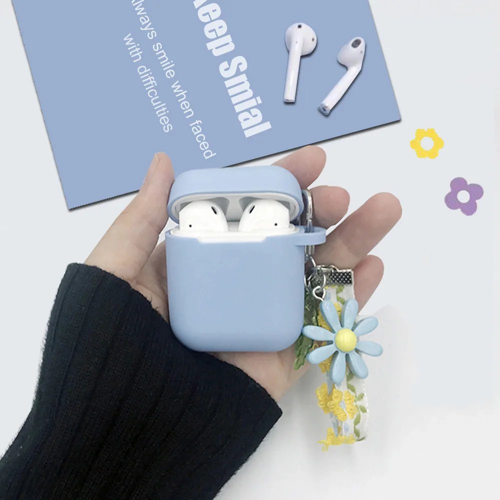 Горячая лето цветок Защитный чехол для Apple Airpods чехол Bluetooth беспроводные наушники чехол для AirPods зарядная коробка - Цвет: Небесно-голубой