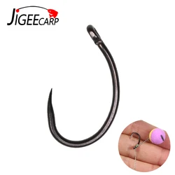 Hameçon de pêche à la carpe, 100 pièces, tête de gabarit, tige courbe en acier à haute teneur en carbone 