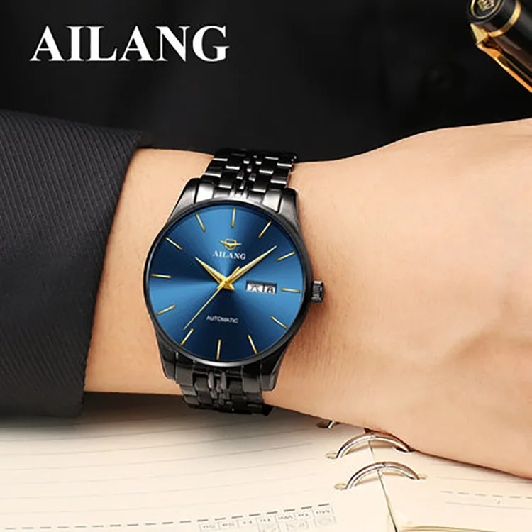

Ailang Brand Men Fully Automatic Analog Watch Fashion Calendar Waterproof Watch Steel Band MEN'S Watch
