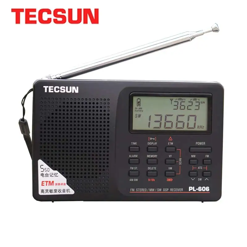 Billige Tecsun PL 606 Digital PLL Tragbare Radio FM Stereo LW SW MW DSP Receiver Internet Radio FM 64 108 MHz LW 153 513 kHz Radio