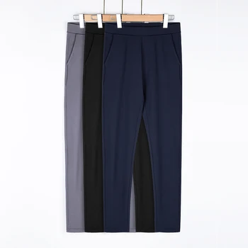 

High Waist Straight Black Stretch Knit Pants Spring New Sports And Leisure Was Thin Feet Dangling Feelinoose Draping Pants Women