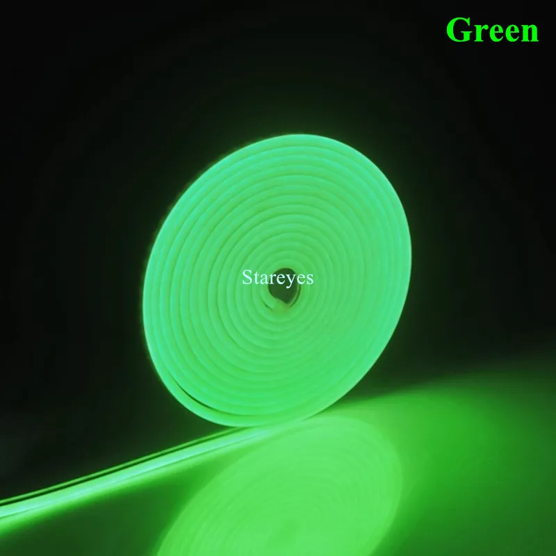 100 шт. светодиодный гибкий неоновый светильник SMD 2835 120 светодиодный/м 5 м 12 в постоянного тока светодиодная лента водонепроницаемая гирлянда декоративная неоновая веревка ленточный светильник - Испускаемый цвет: Зеленый