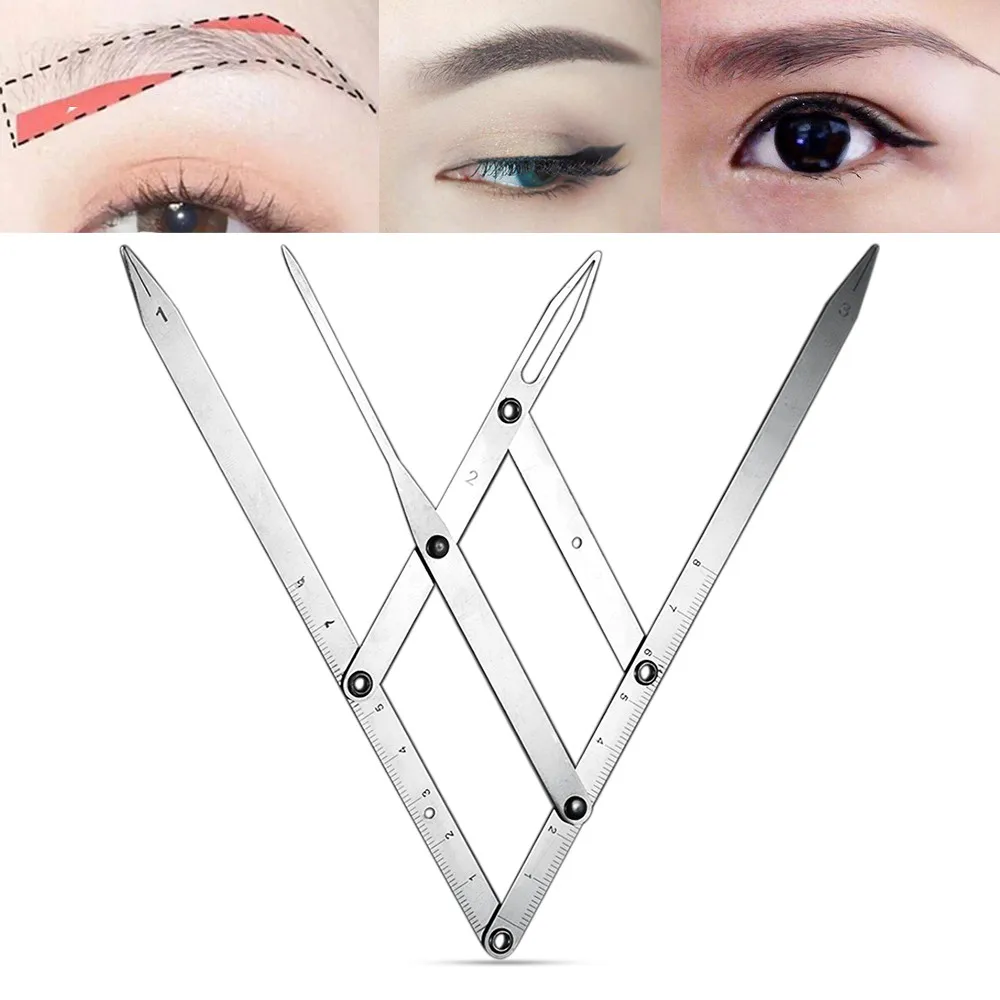 

Stainless Steel Eyebrow Makeup Ruler Foldable Eyebrow Microblading Permanent Makeup Reusable Measure Tool