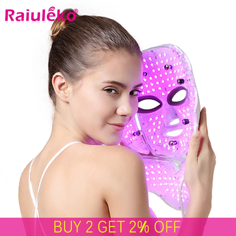 Best  7 Colors Led Facial Mask Led Korean Photon Therapy Face Mask Machine Light Therapy Acne Mask Neck B