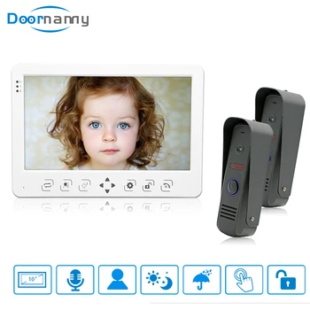 

Doornanny 2Doorbell to 1Monitor Two Doors Video Intercom Systems Kit 1200TVL High Resolution Doorbell Monitor For Home Apartment