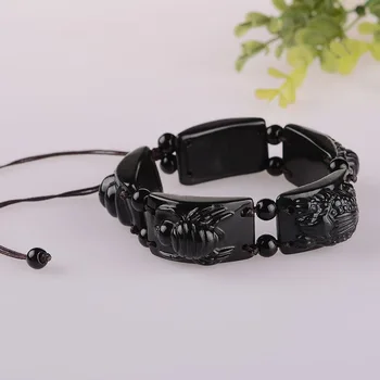

Natural Black Jade Five poisons Elastic Bracelet Charm Jewellery Fashion Accessories DIY Hand-Carved Man Woman Amulet