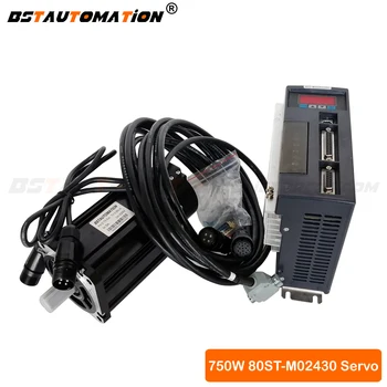 

Free Shipping 750W AC Servo Motor 0.75KW Single Phase motor 80ST M02430 AC Servo driver + AASD Servo Motor Driver