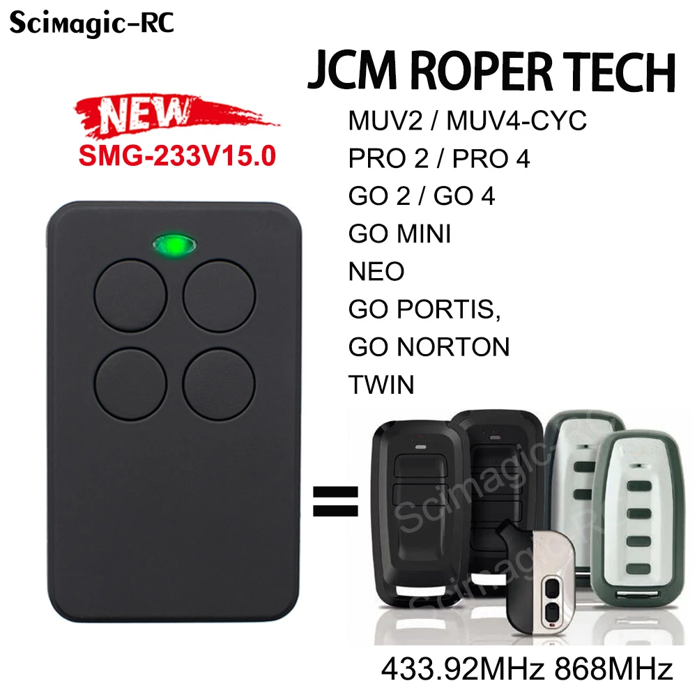 JCM TECH MUV2 MUV2-CYC MUV4 MUV4-CYC PRO2 PRO4 PRO 2 PRO 4 Garage Remote Control 868MHz Roper 433Mhz JCM MUV 2 4 Command Garage chamberlain garage door opener remote