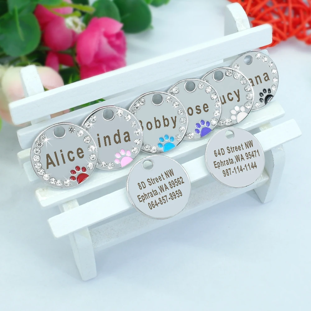 Custom Anti-lost Collar Puppy Accessories Name Pendant Tags Cat Steel ID Dog Dog Tag Engraved Pet Tag Paw Stainless Personalized