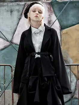 

Punk Rave Women's Long Sleeved Notched Collar Coats With Belt PY-415