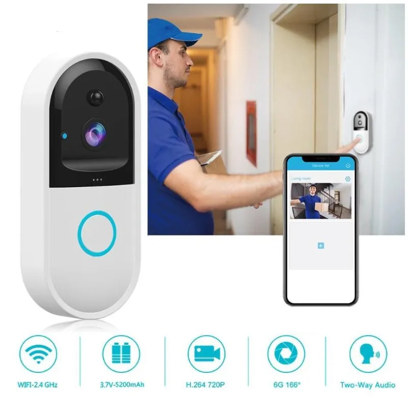  B50 WiFi Visual Door Phone Doorbell Camera Smart IP Video Intercom 720p PIR Wireless Security Camer