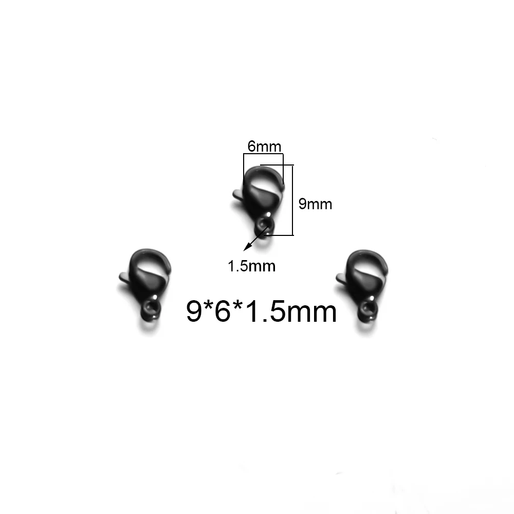 Semitree 25 шт. Нержавеющая сталь золотистый и черный карабины бижутерии, материал для рукоделия Цепочки и ожерелья Аксессуары для изготовления браслетов 9/10/12/15 мм - Цвет: 9mm